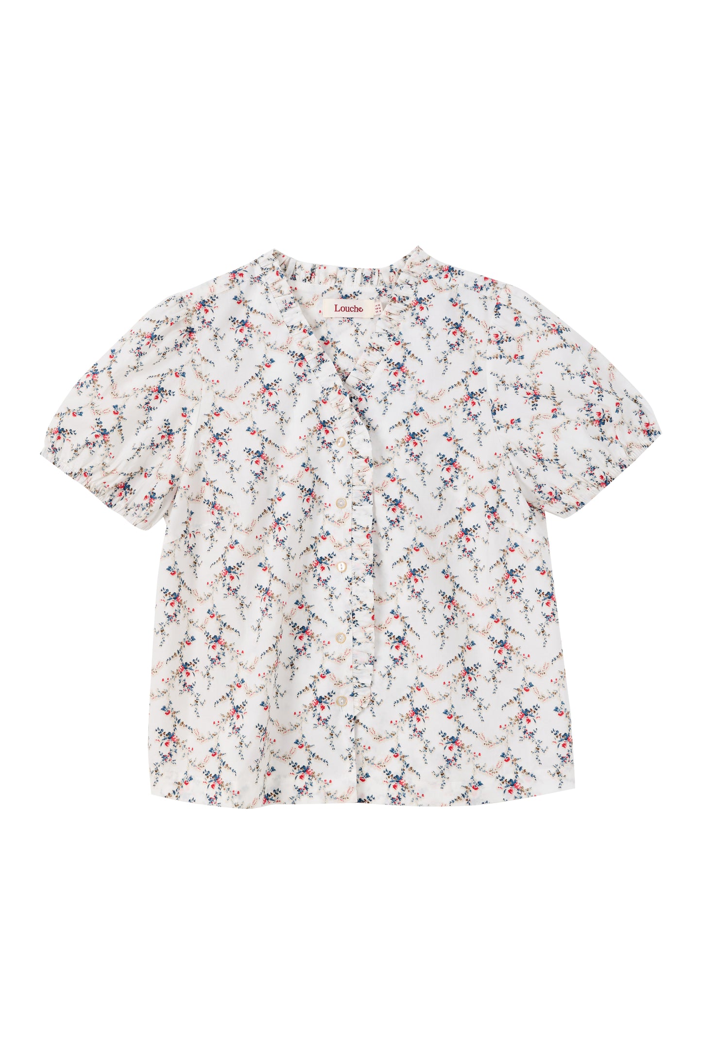 Cressida Regency Print Frill Trim V-Neck Blouse