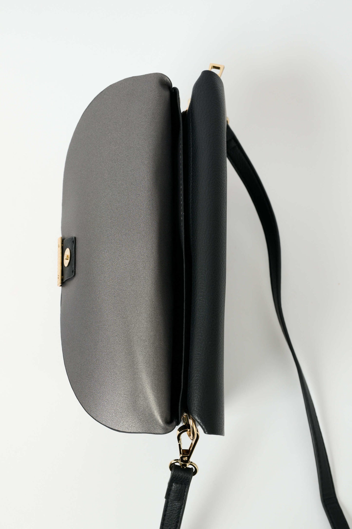 Sophia Double Flap Black Crossbody Bag