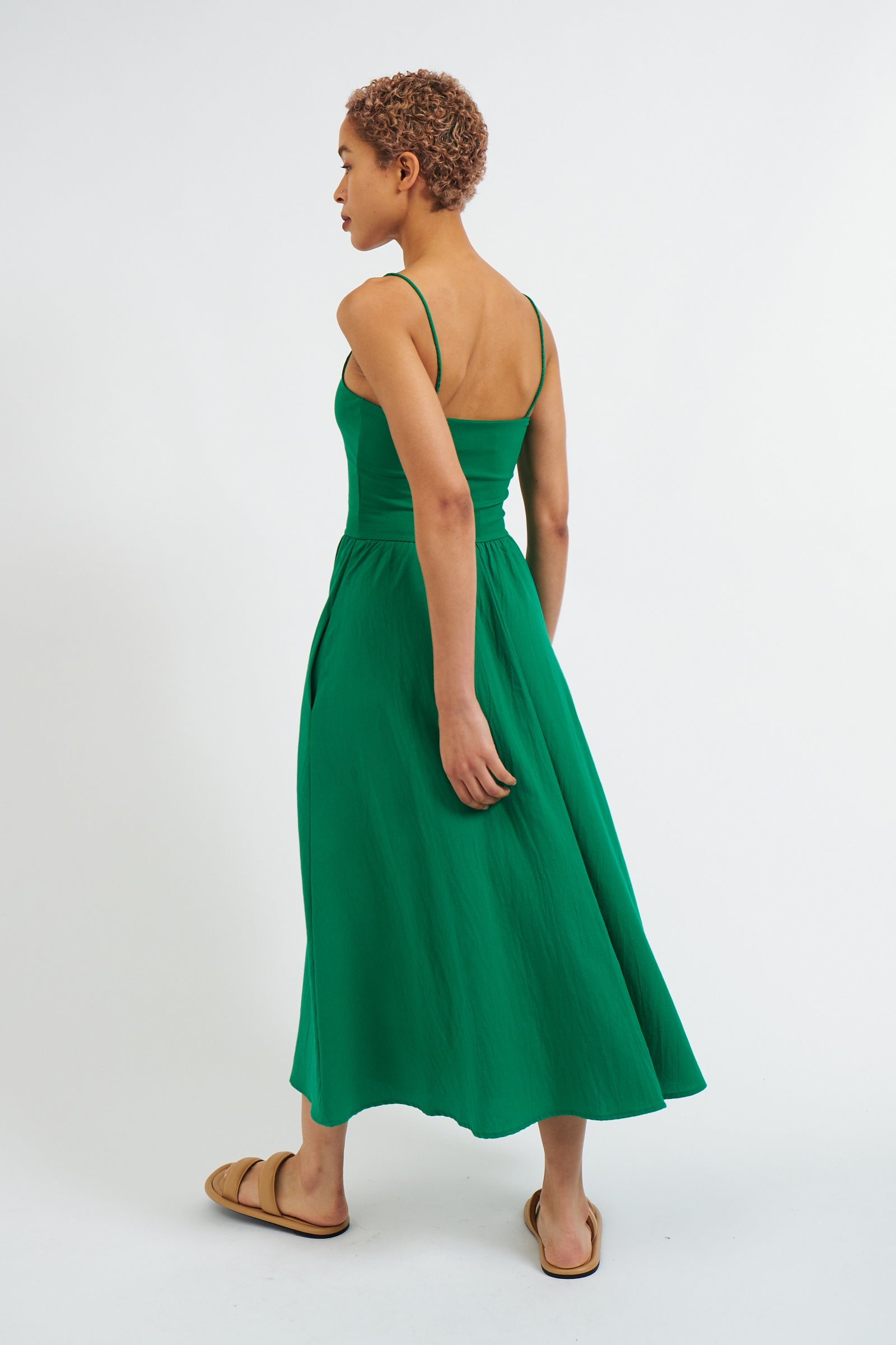 Soumia Jersey Bodice And Recycled Cotton Skirt Midaxi Dress - Green