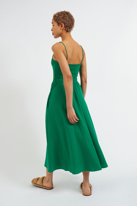 Soumia Jersey Bodice And Recycled Cotton Skirt Midaxi Dress - Green