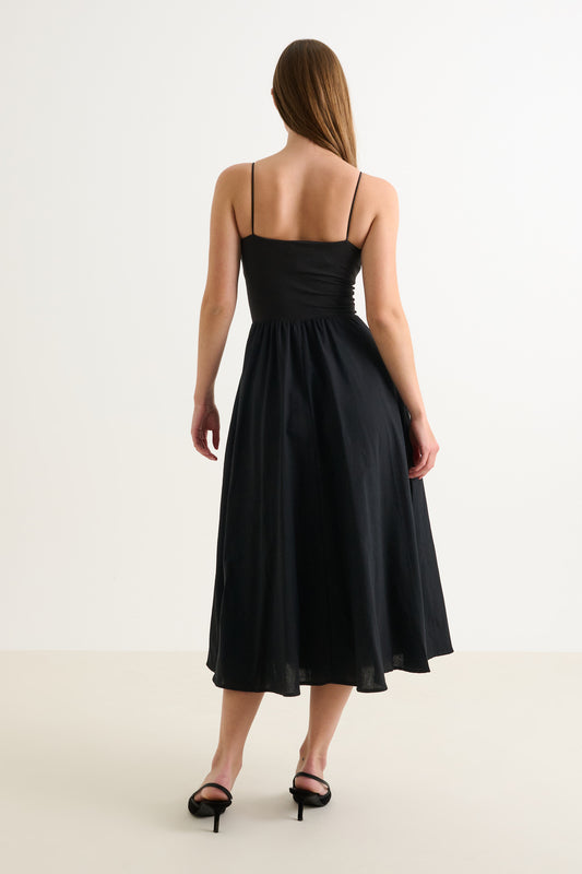 Soumia Jersey Bodice And Recycled Cotton Skirt Midaxi Dress - Black