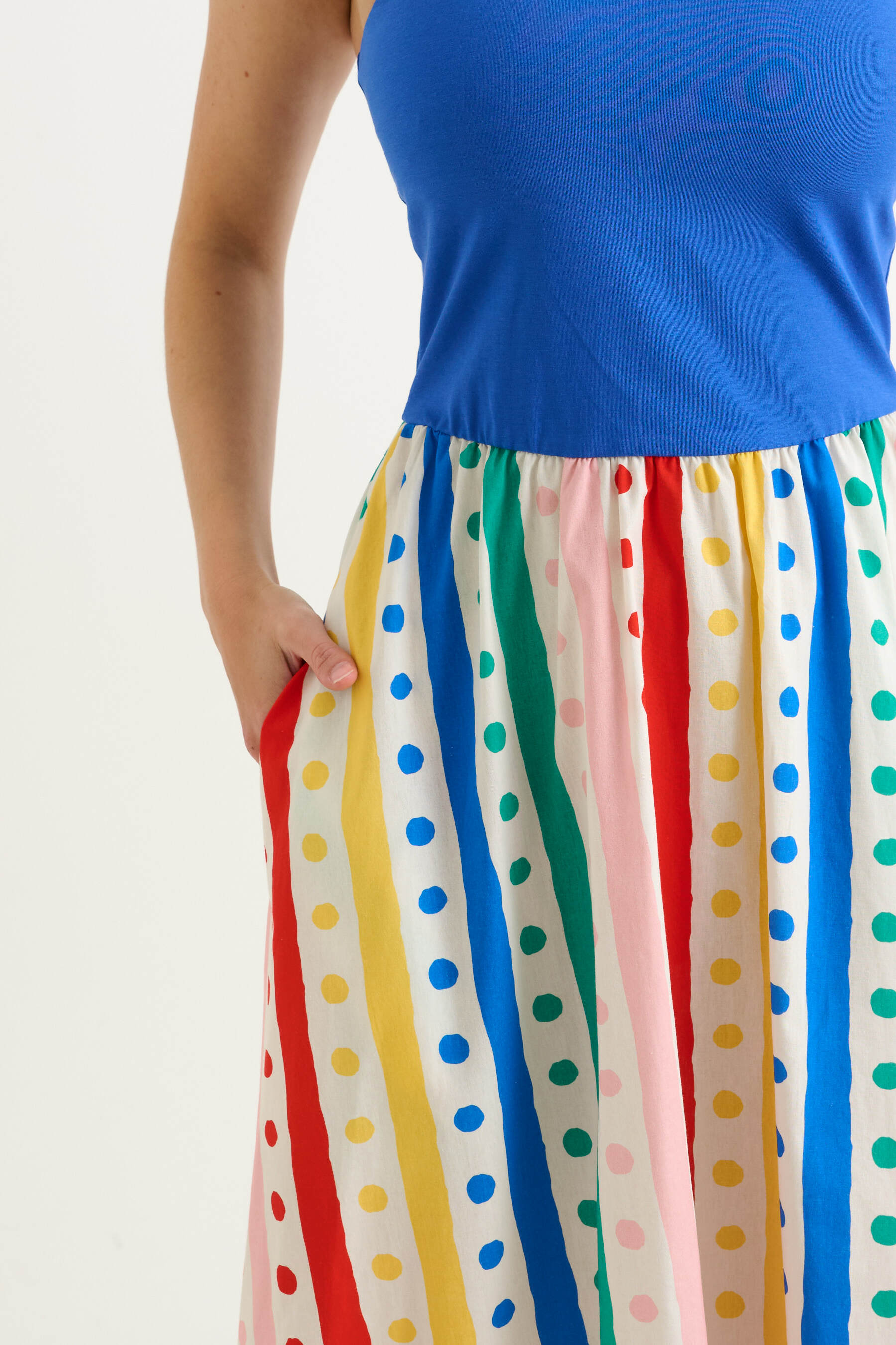 Soumia Spots And Stripes Strappy Jersey Top Maxi Dress