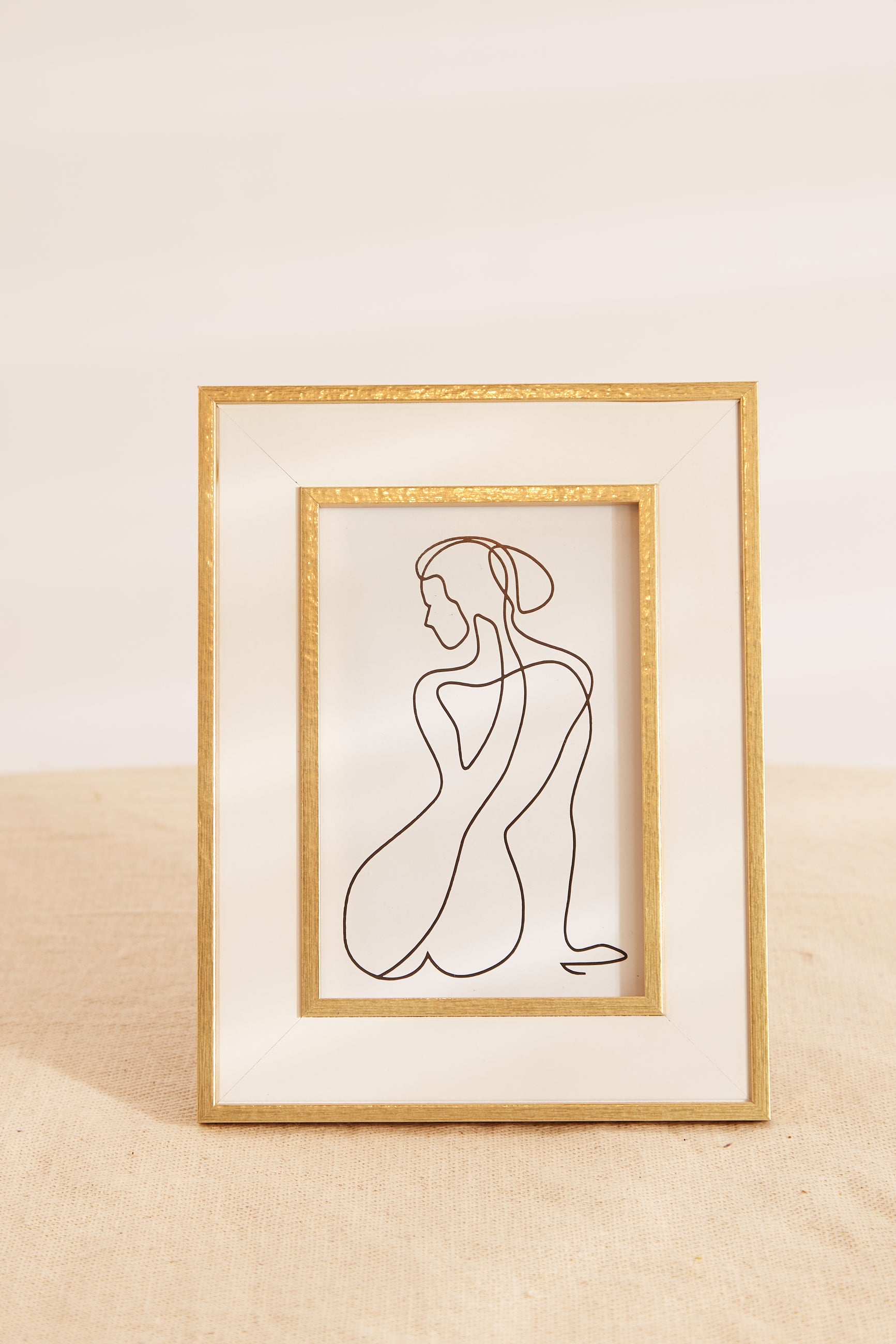 White & Gold Border Picture Frame - Styled