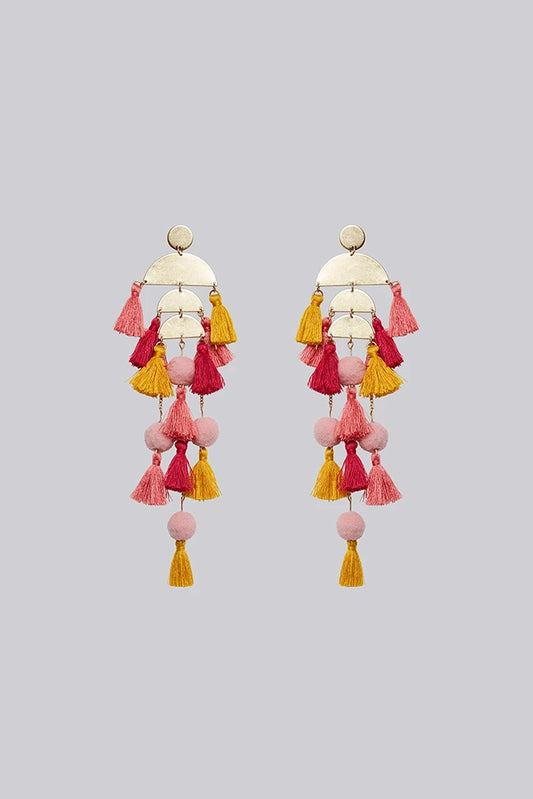 Sapphira Long Tassel Pendant Stud Earring