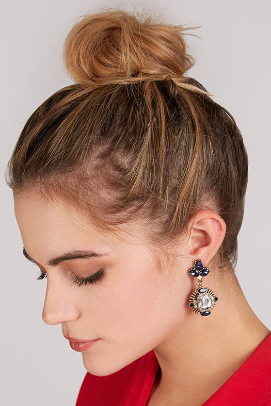 Stephanie Navy Jewel Drop Earrings