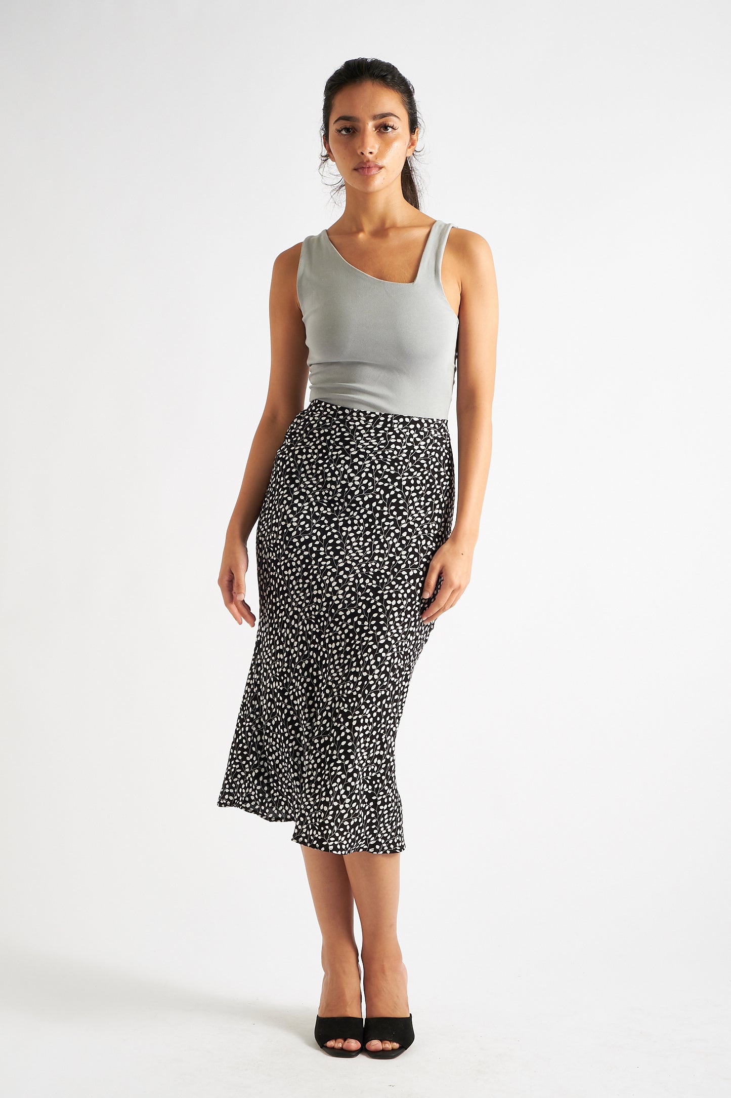 Tehani Buds Print Bias Midi Skirt