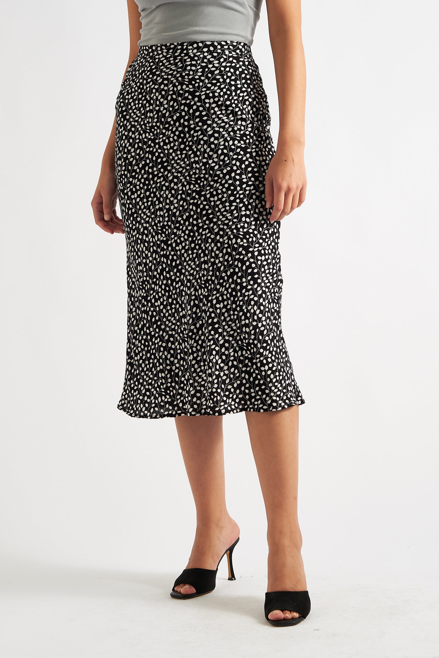Tehani Buds Print Bias Midi Skirt