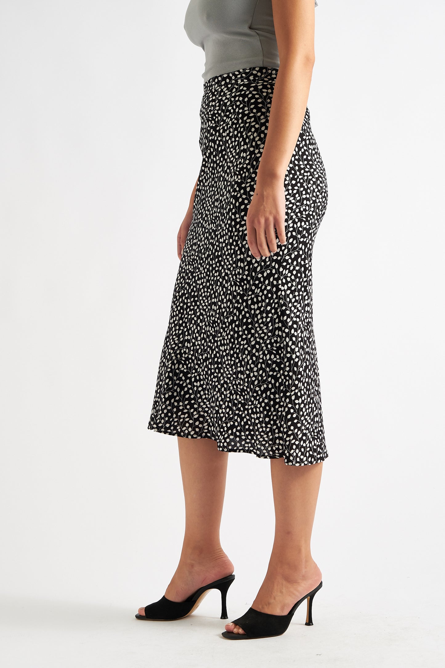 Tehani Buds Print Bias Midi Skirt