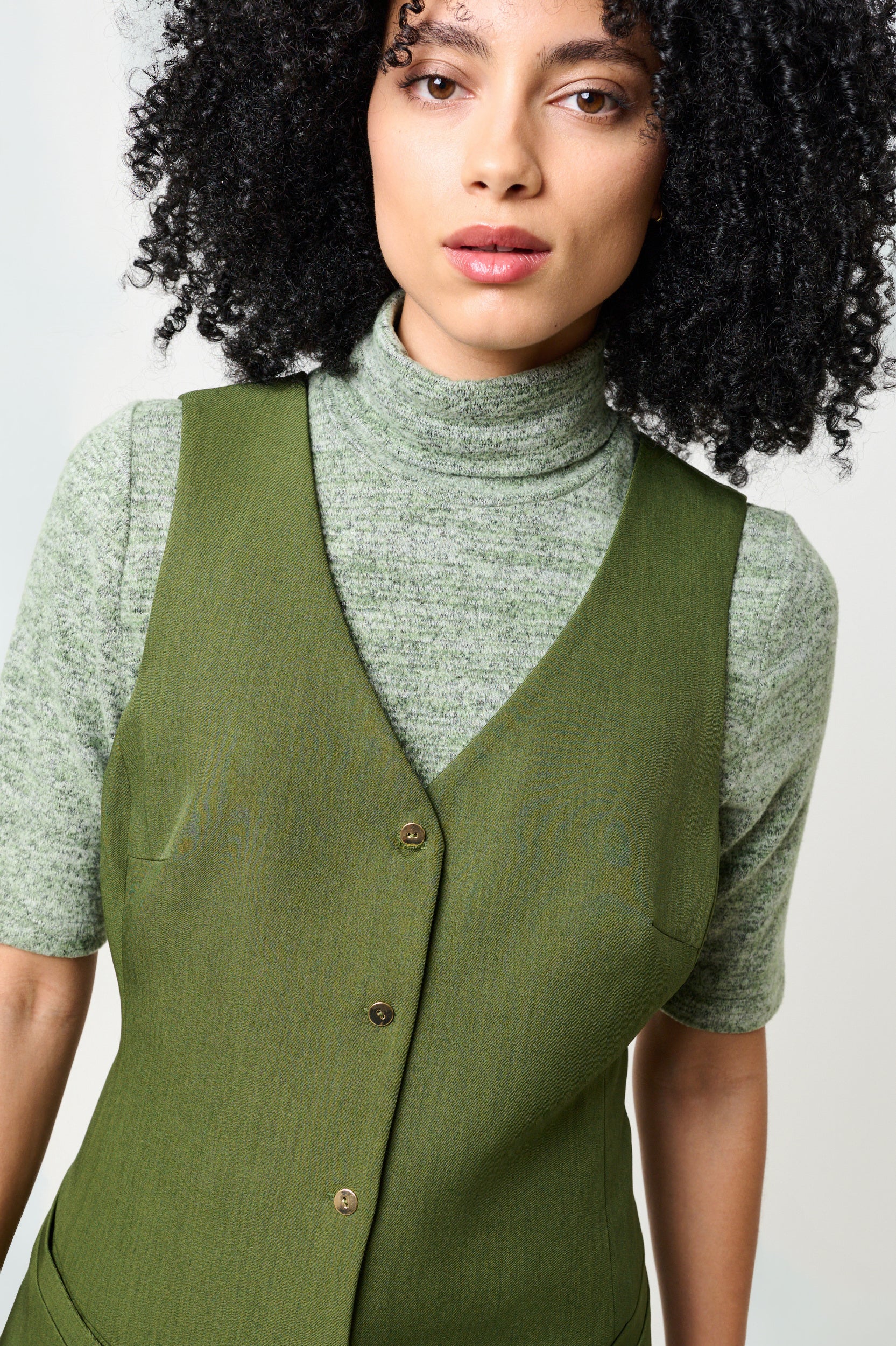 Tate Longline Tailored Waistcoat - Moss Green