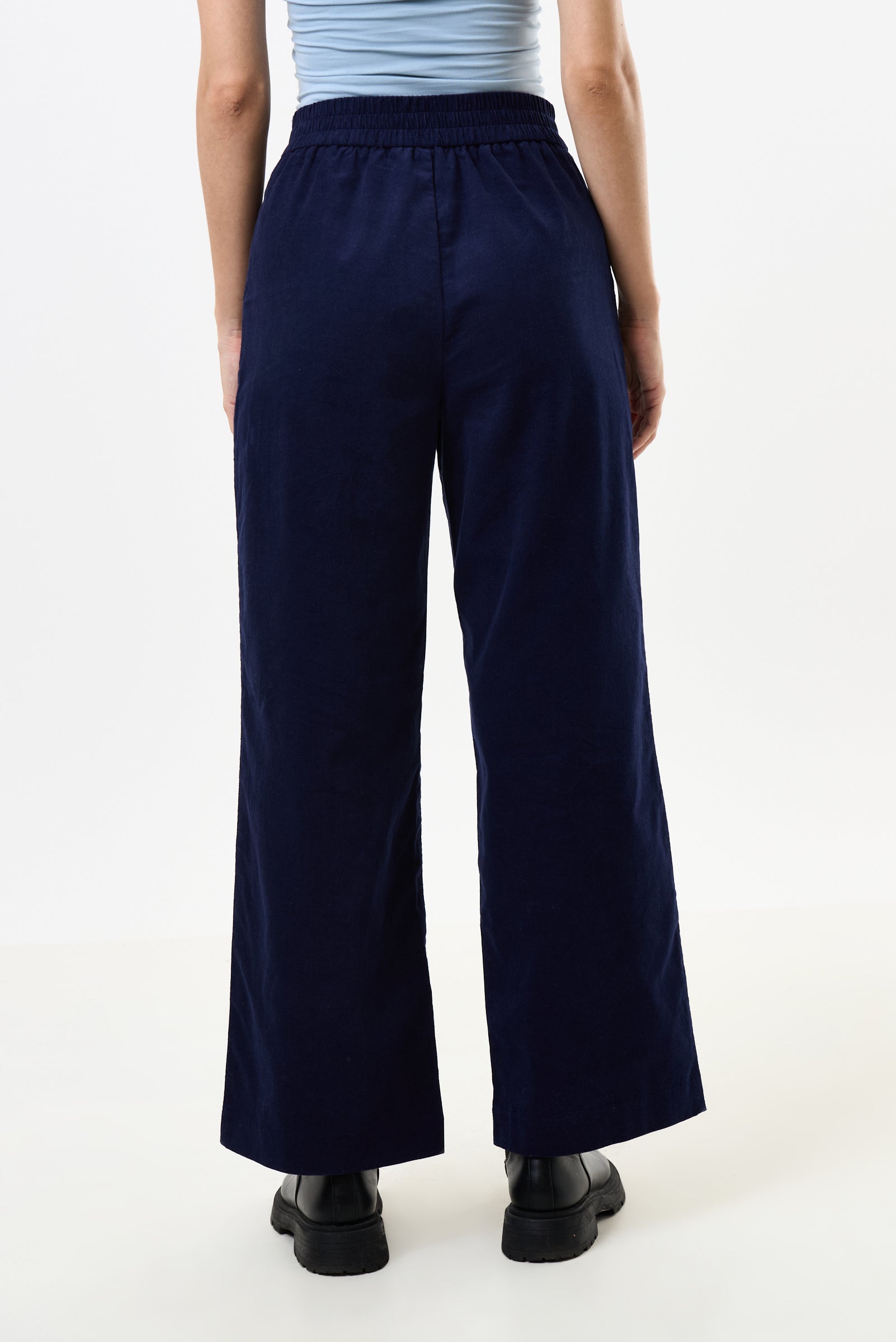 Tilde Lightweight Baby Cord Straight Leg Trousers - Navy