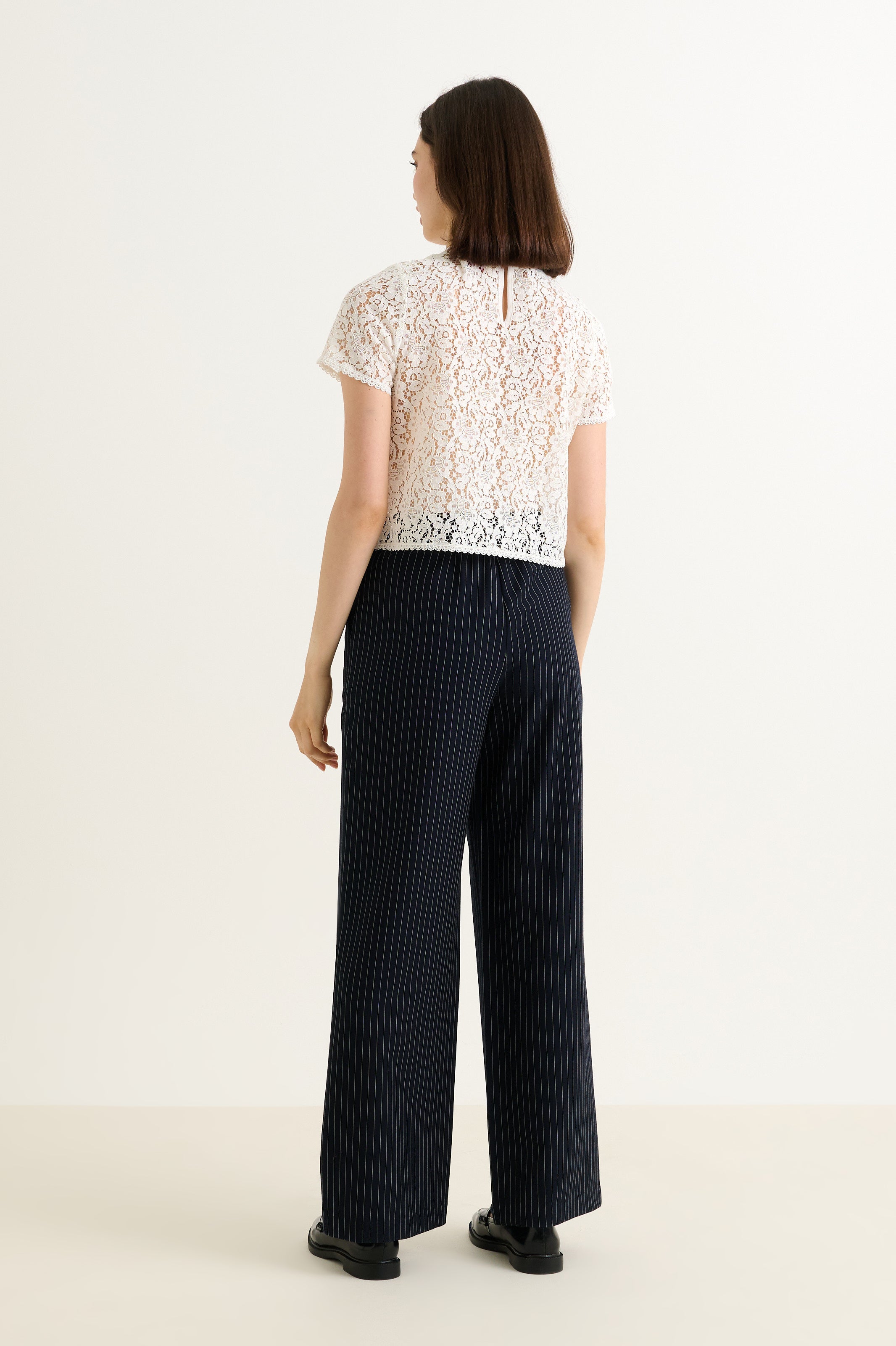 Tilde Navy Pinstripe Straight Leg Trouser