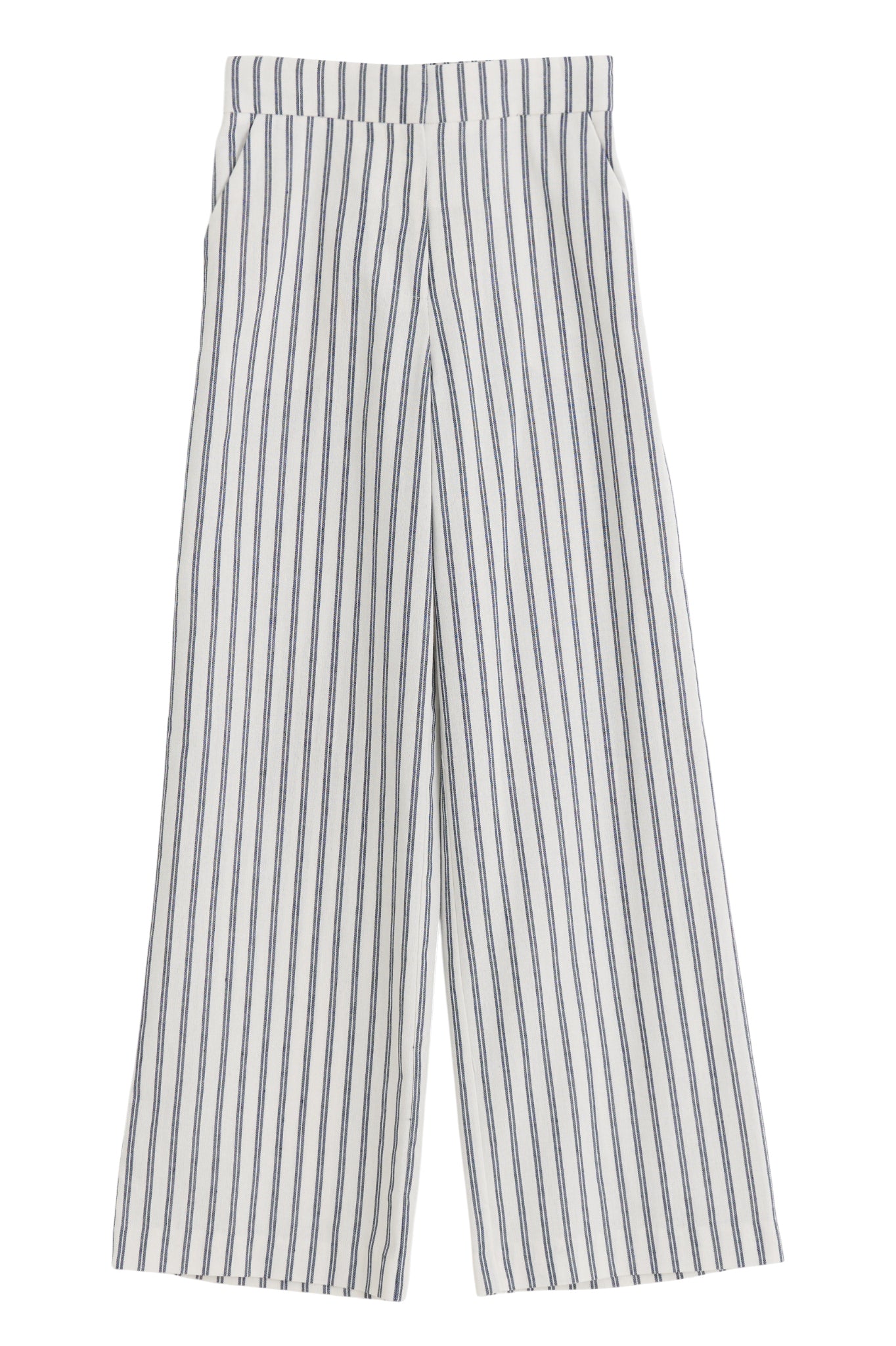 Tilde Ticking Stripe Straight Cut Trouser - White & Navy - Styled