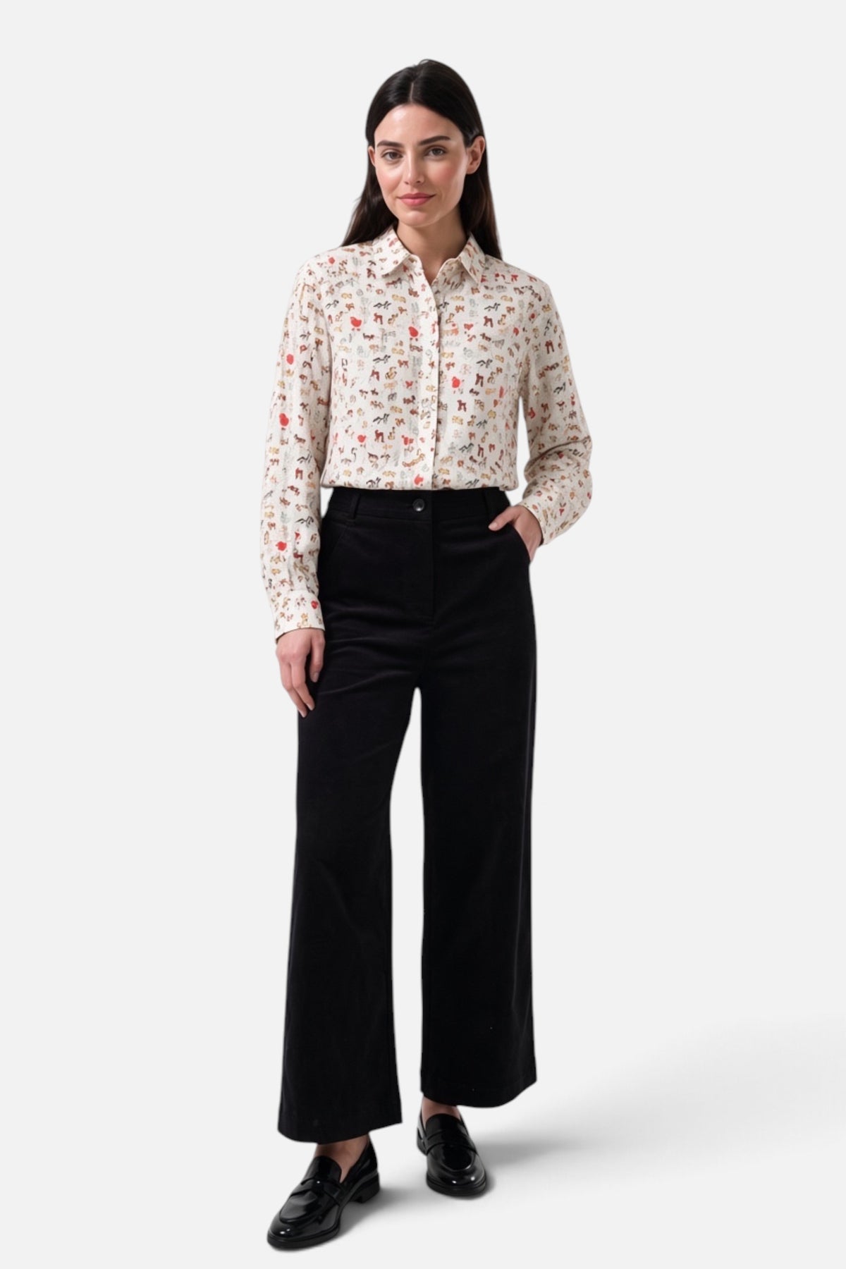 Tim Baby Cord Straight Cut Trousers - Black