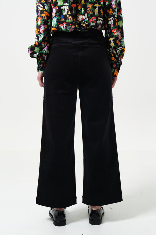 Tim Baby Cord Straight Cut Trousers - Black