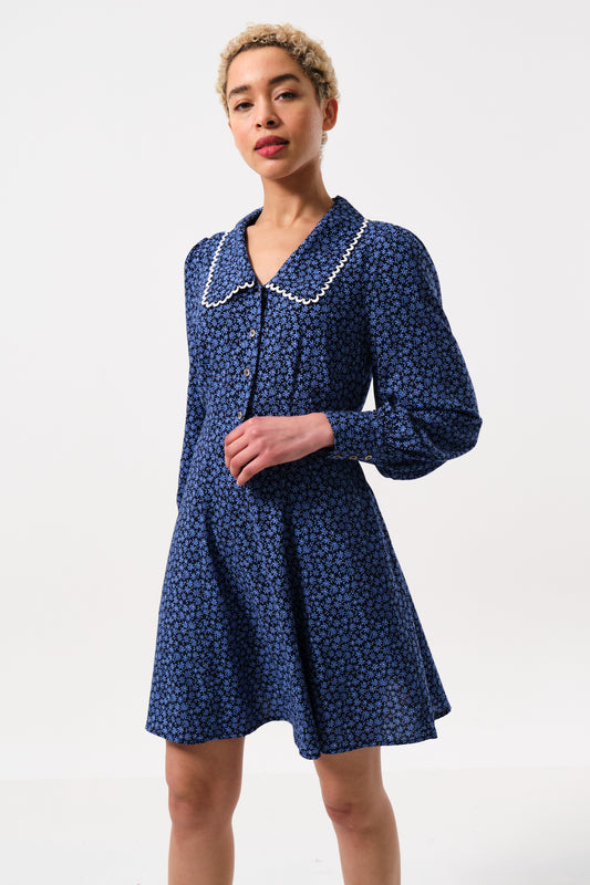 Tonya Daisy Time Lace Trimmed Collar Mini Dress
