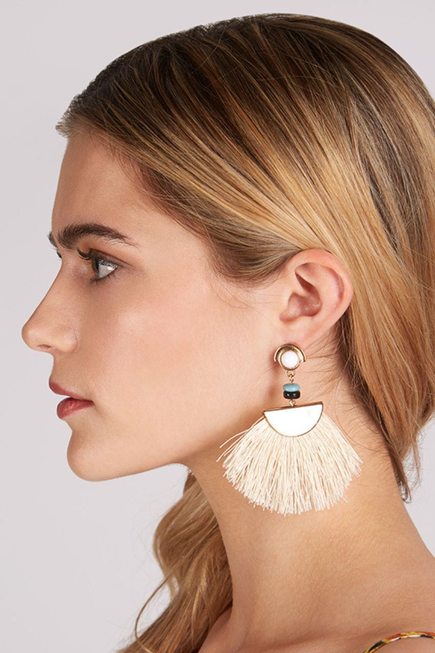 Summer Creamy Statement Tassel Earrings