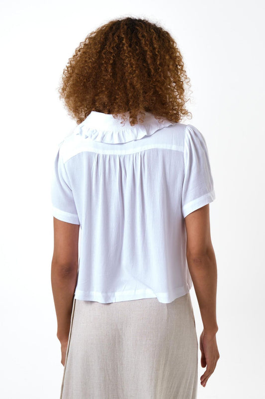 Padma Ruffle Collar Short Sleeve Blouse