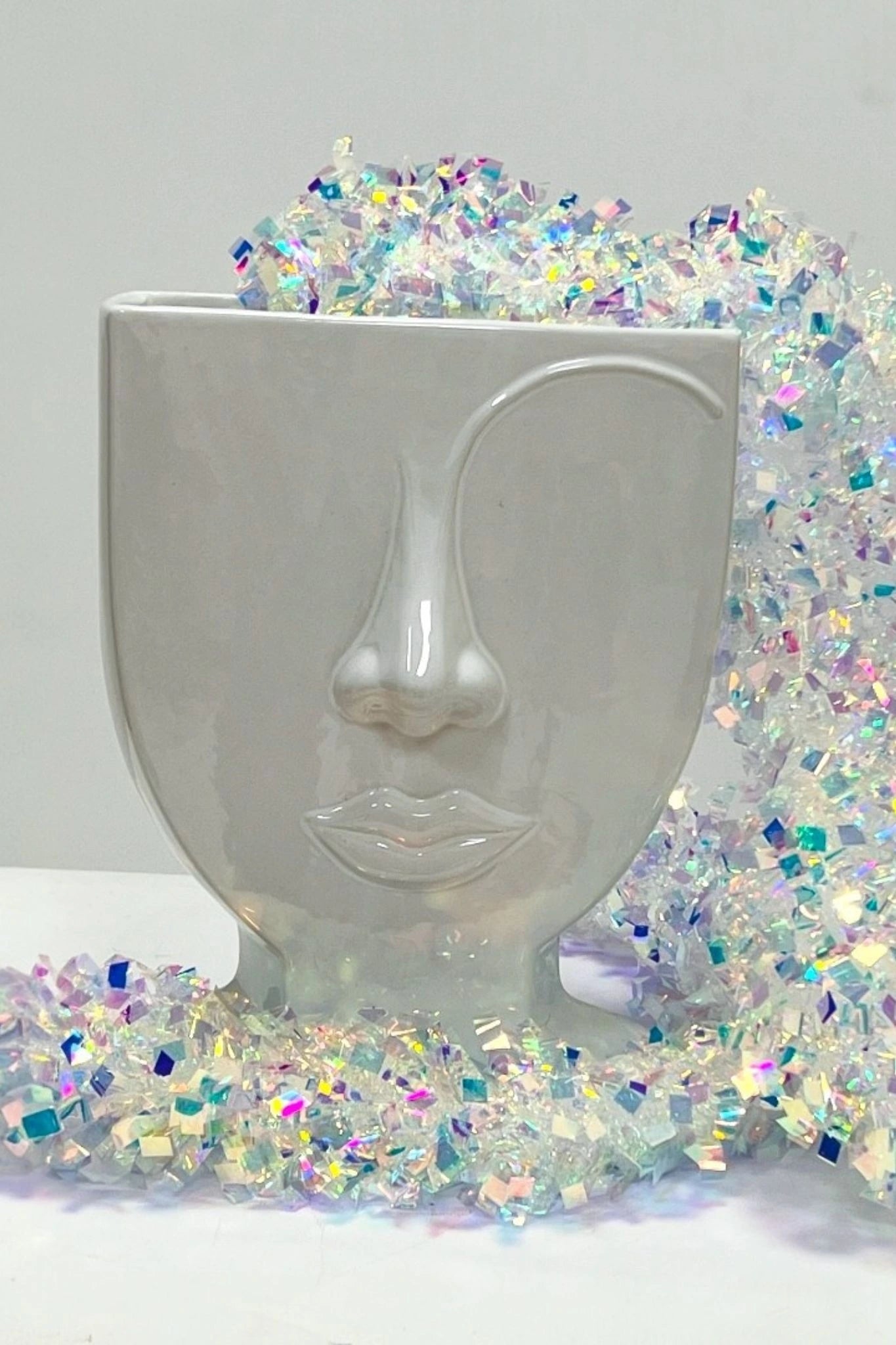 Large Woman Relief Face Vase