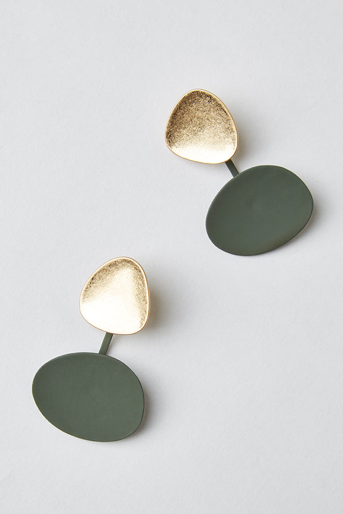 Vanessa Gold and Green Drop Stud Earrings