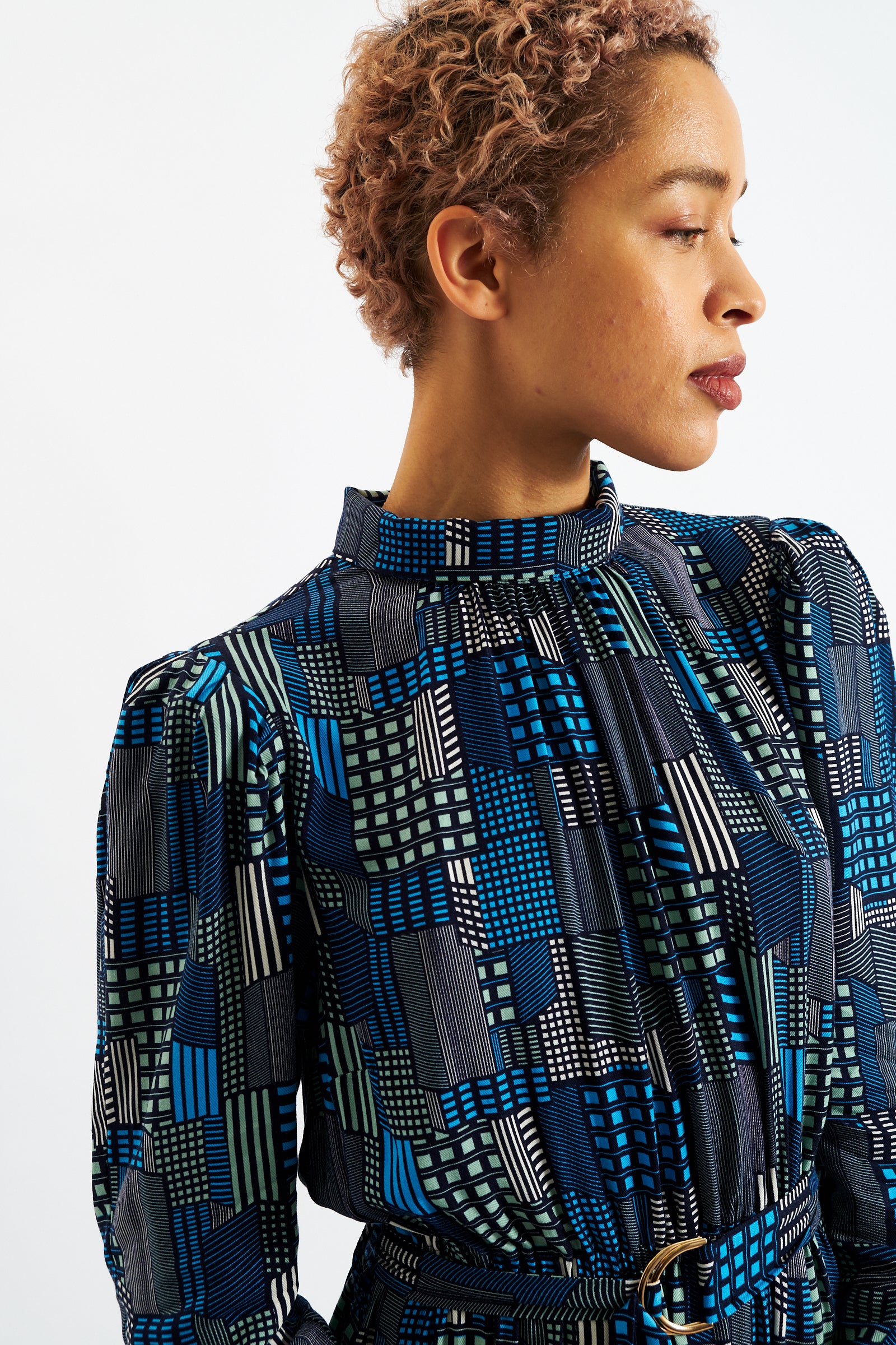 Ygritte Geo City Print Long Sleeve Midi Dress - Detail 2