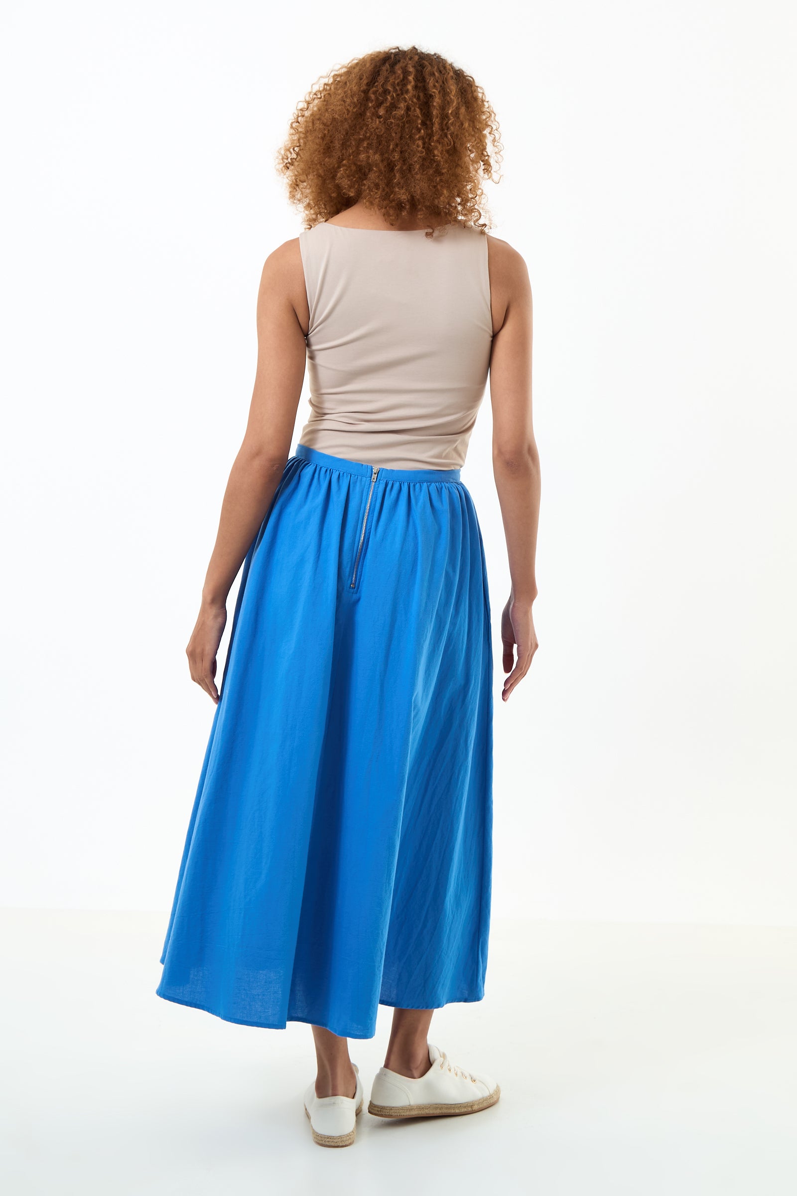 Zoeline Recycled Cotton Midaxi Skirt - Blue