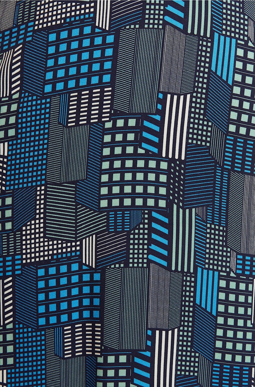 Melly Geo City Print Mini Shirt Dress - Fabric & Print Detail