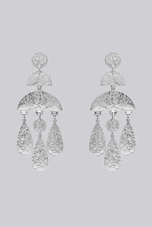 Delilah Beaten Silver Drop Earrings