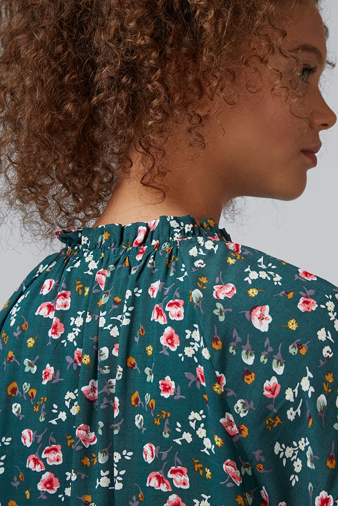 Louche Evelina Viola Tie Neck Frill Top - Detail 2