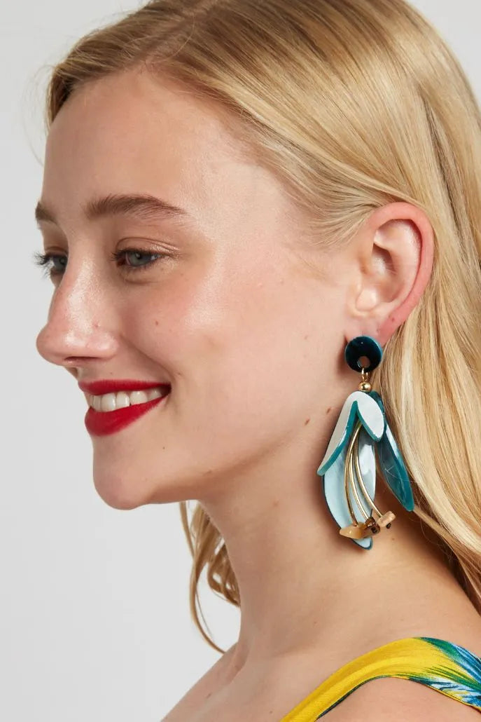 Elishia Sculptural Flower Drop Earrings - Detail 1