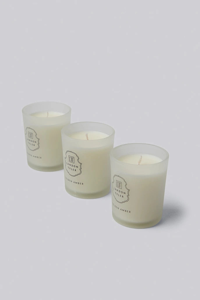 Set of 3 Golden Amber Candles - Detail 1