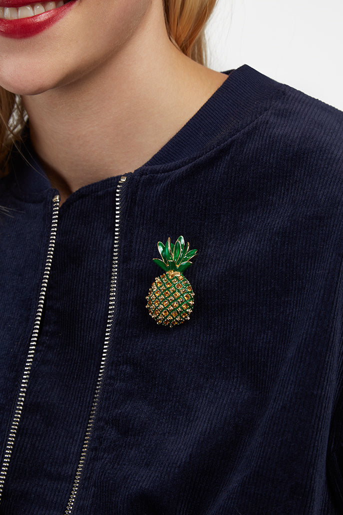 Ishma Pineapple Brooch Yellow - Styled