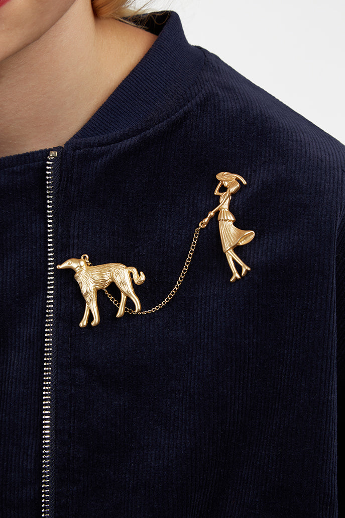 Javan Afghan Hound and Lady Gold Brooch