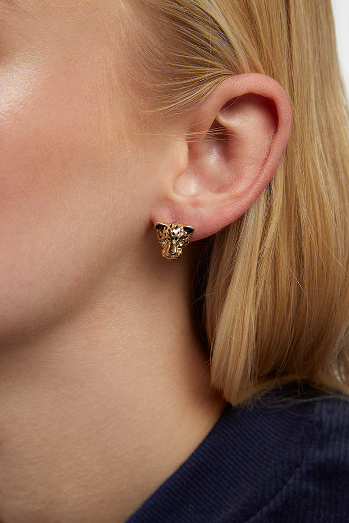Niger Gold Leopard Stud Earrings - Styled