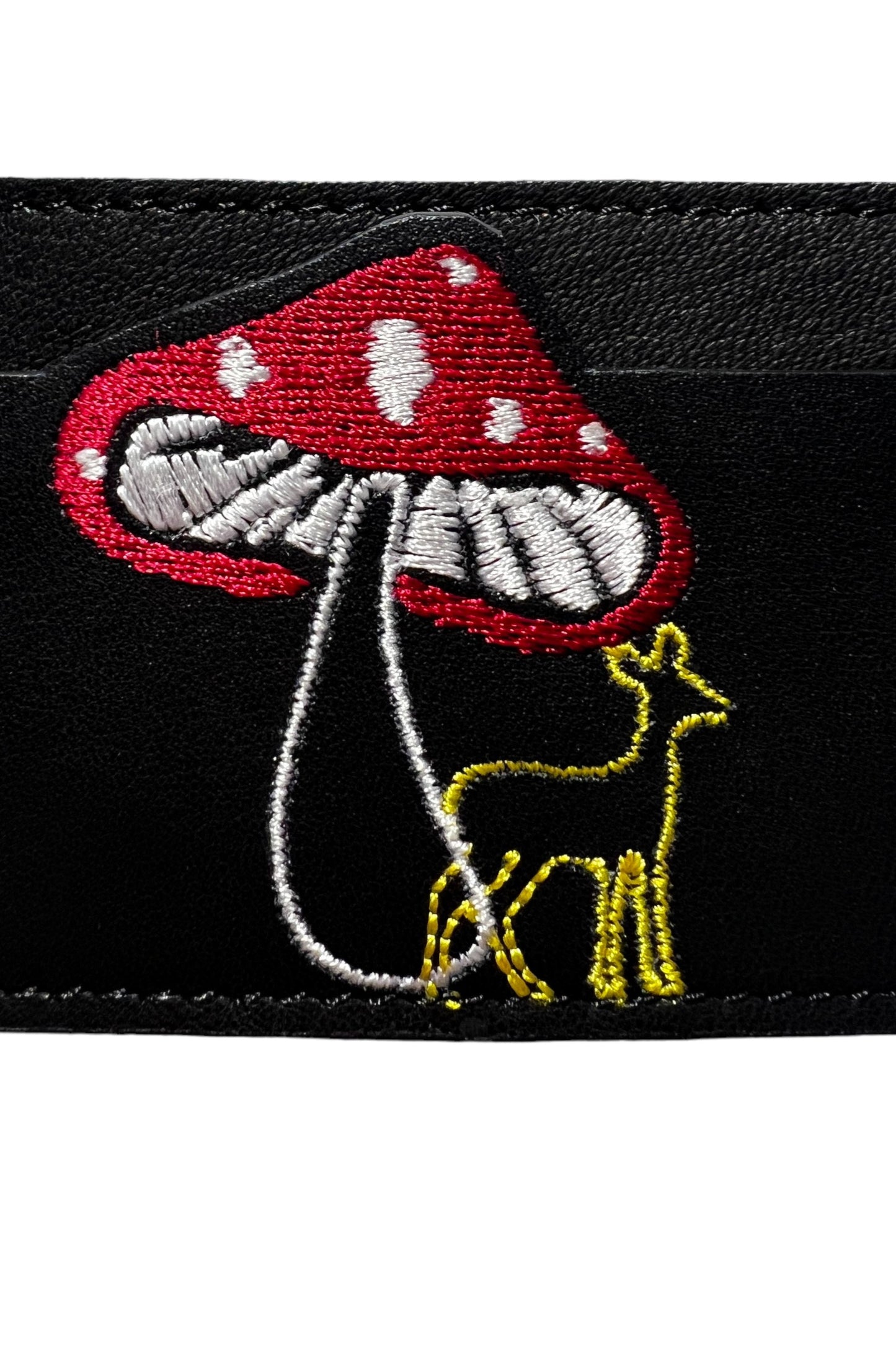 Aurelie Toadstool Embroidered Leather Card Holder