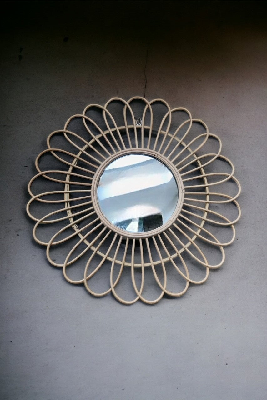 Flower Shaped Cane Framed Large Mirror