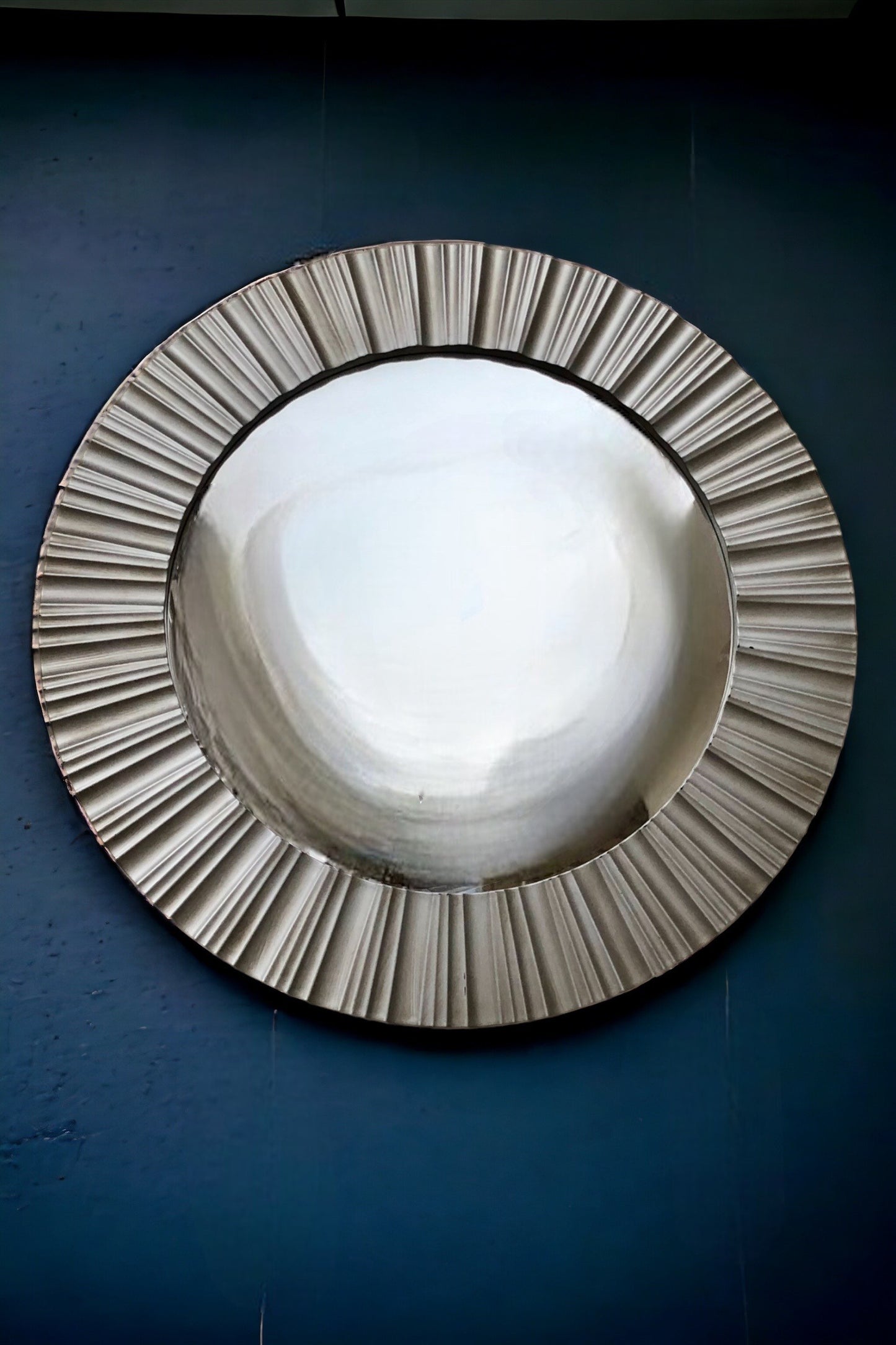 Large Silver Rib Framed Mirror