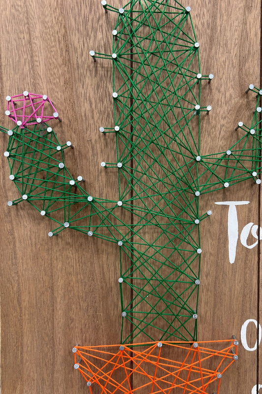 Cactus Design Wooden Panel