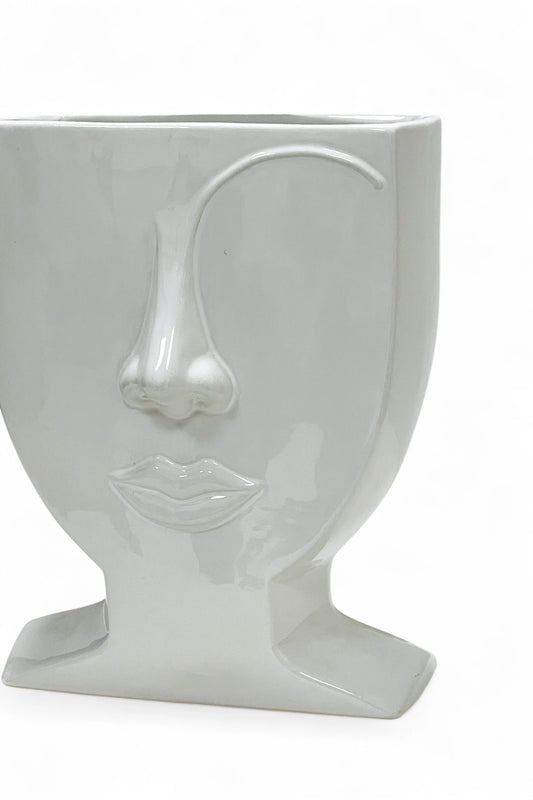 Large Woman Relief Face Vase