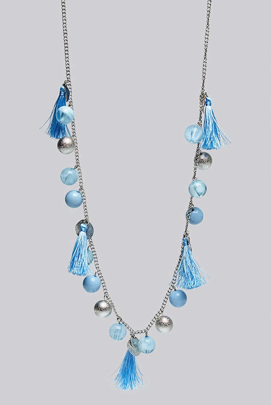 Laura Tassel And Bead Necklace - Silver