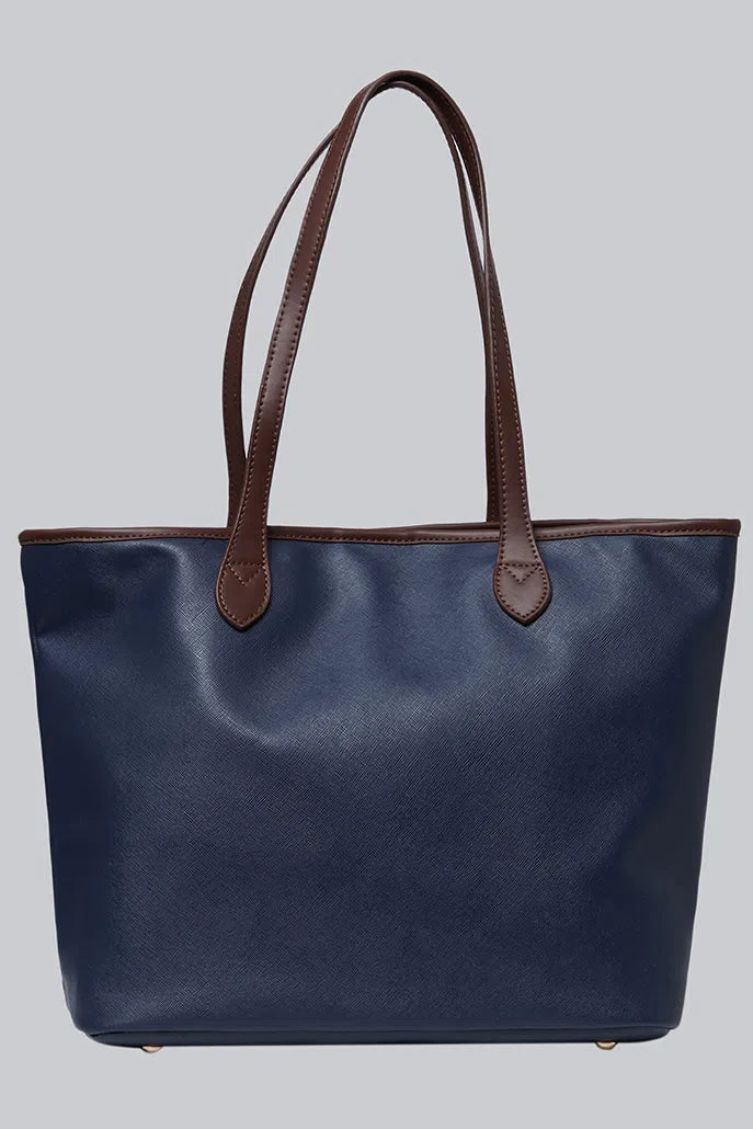Amelia Contrast Strap Tote Bag - Navy