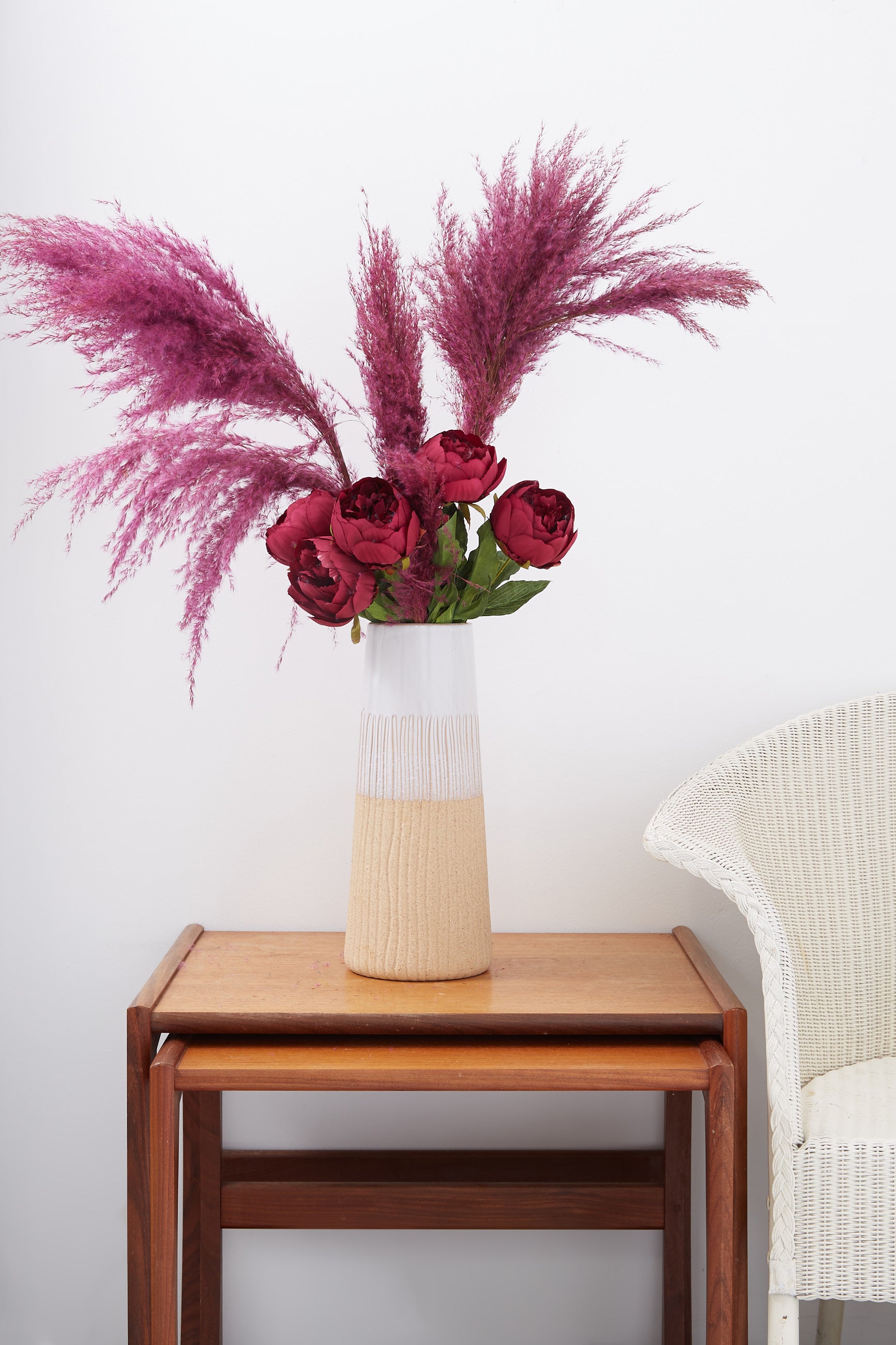 3 Stems of Wine Dried Pampas Grass