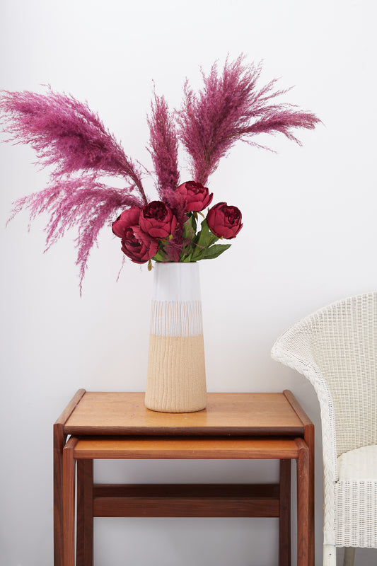 3 Stems of Wine Dried Pampas Grass