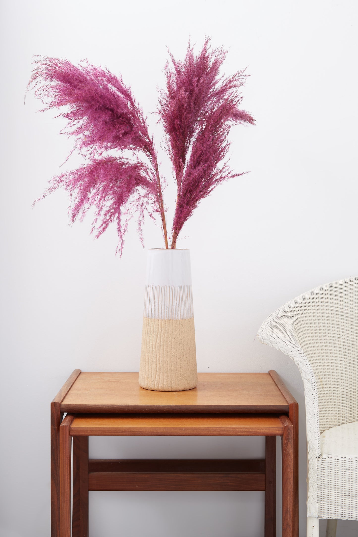 3 Stems of Wine Dried Pampas Grass