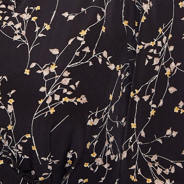Louche Abeline Clemantis Print V Neck Tie Midi Dress