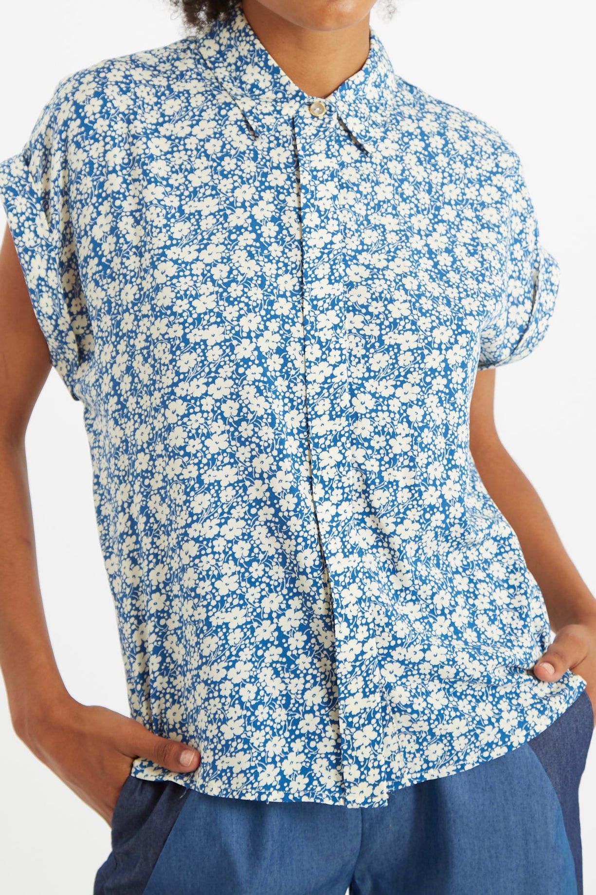 Abinaya Periwinkle Short Sleeved Shirt