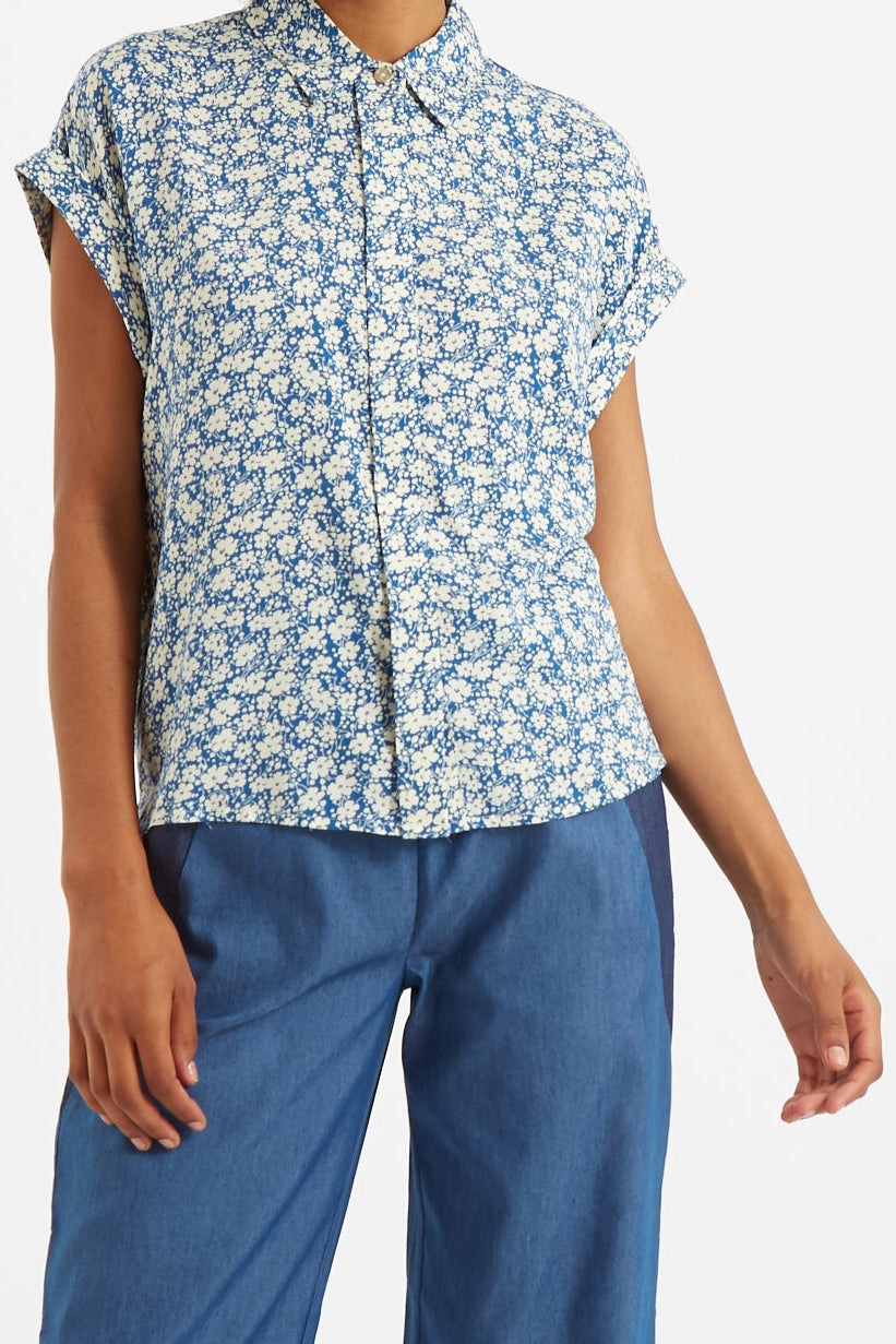 Abinaya Periwinkle Short Sleeved Shirt