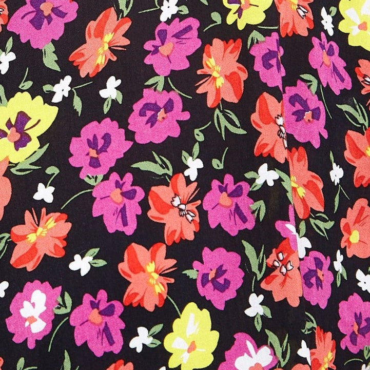 Louche Abinaya Summer Bloom Print Short Sleeved Shirt - Black
