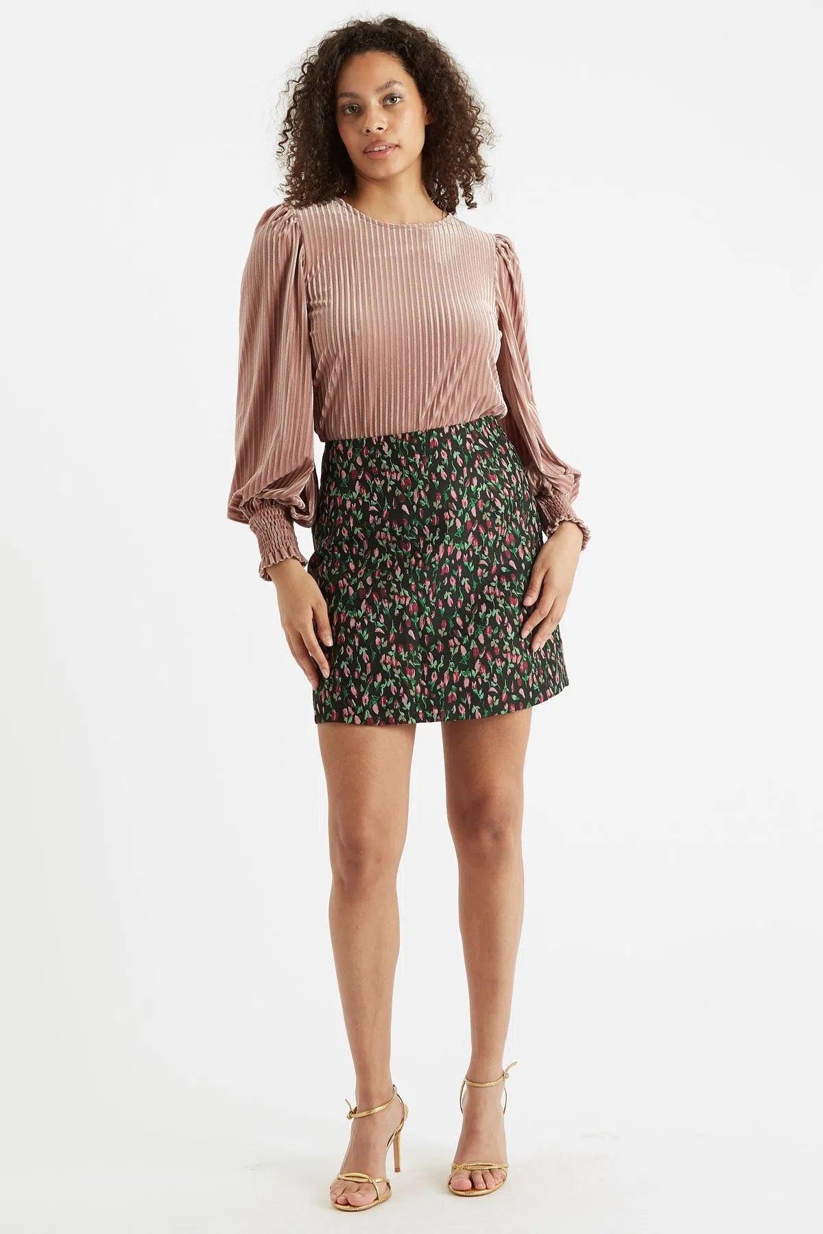 Louche Aubin Raining Rosebuds Brocade Mini Skirt