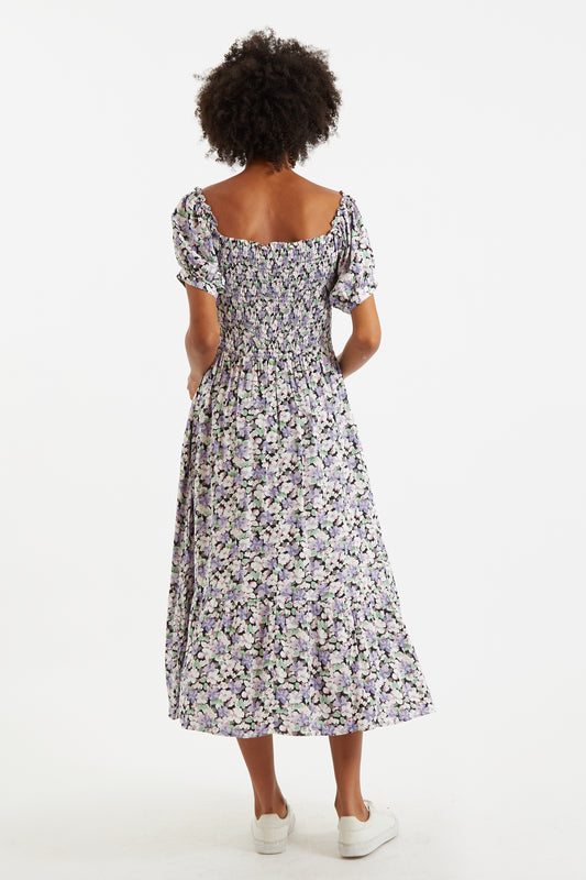 Babette Liseron Shirred Bodice Midi Dress