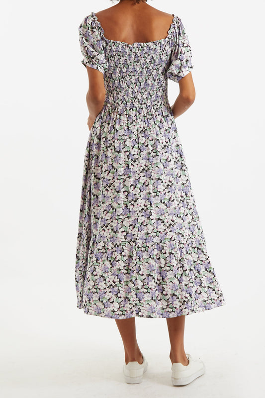 Babette Liseron Shirred Bodice Midi Dress